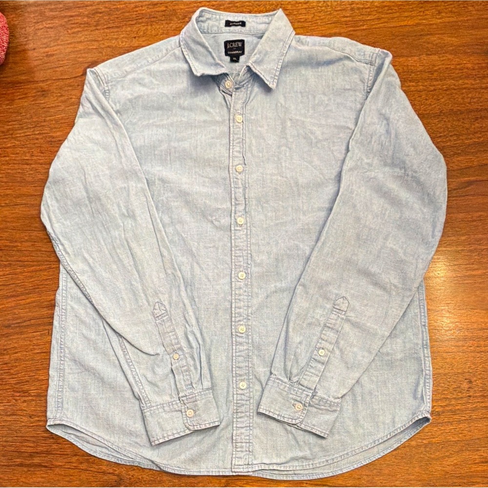 J.Crew Men Chambray Button-Up Shirt XL Classic Long Sleeve Preppy Capsule Active